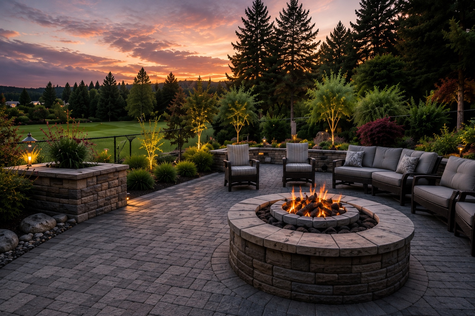 Paver patio and fire pit